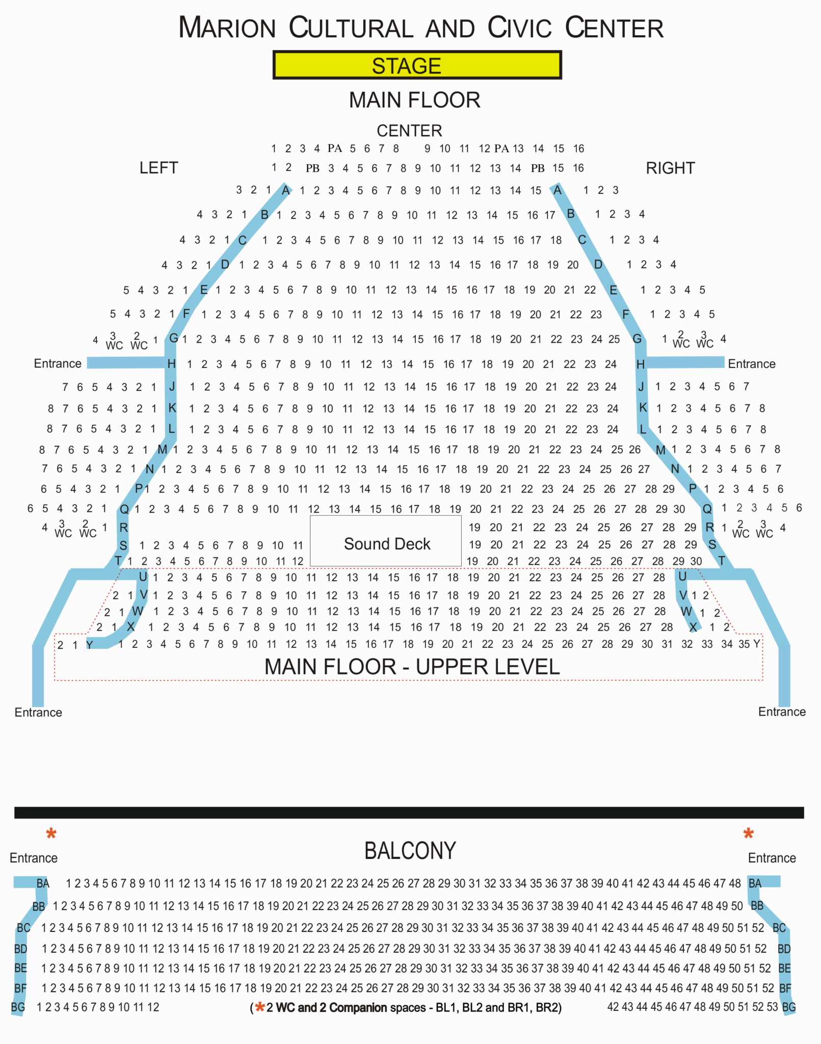 Seating Chart Marion Cultural And Civic Center City Of Marion